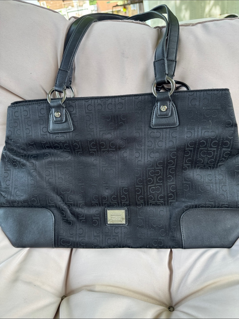 Liz Claiborne Black Logo-Pattern Tote